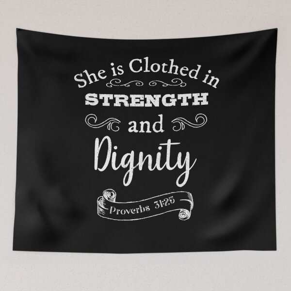Item preview, Christian Bible Verse: She Is Clothed In Strength & Dignity designed and sold by crossesforever.