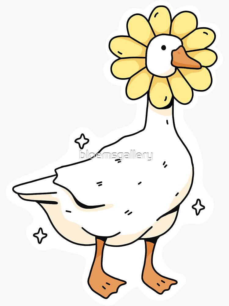 Aperçu 3 sur 3. Sticker avec l'œuvre illustration d'oie de marguerite créée et vendue par bloemsgallery.