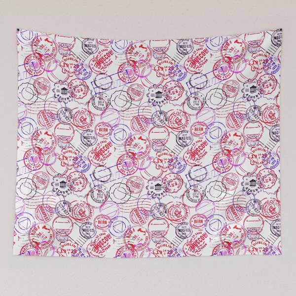 Item preview, Colorful Passport Stamps pattern - S18 designed and sold by Art-by-Geoff.