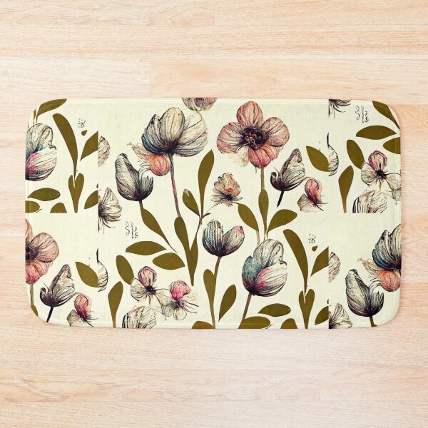 Item preview, Vintage looking flowers with dark green stems in a beautiful pattern. designed and sold by liana campbell.