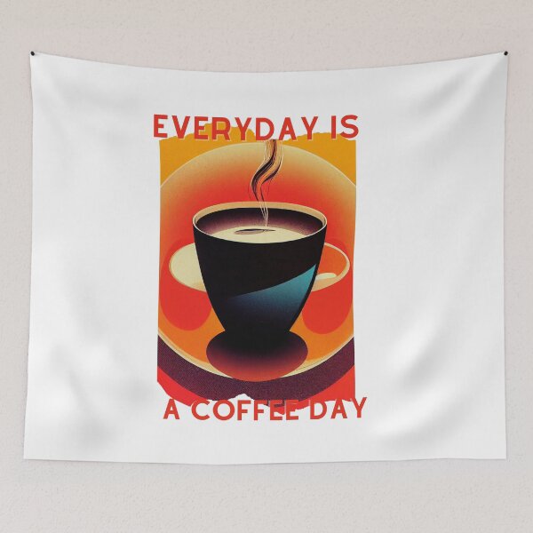 Item preview, Retro Red Art Everyday Is A Coffee Day designed and sold by TheCreativeFab.