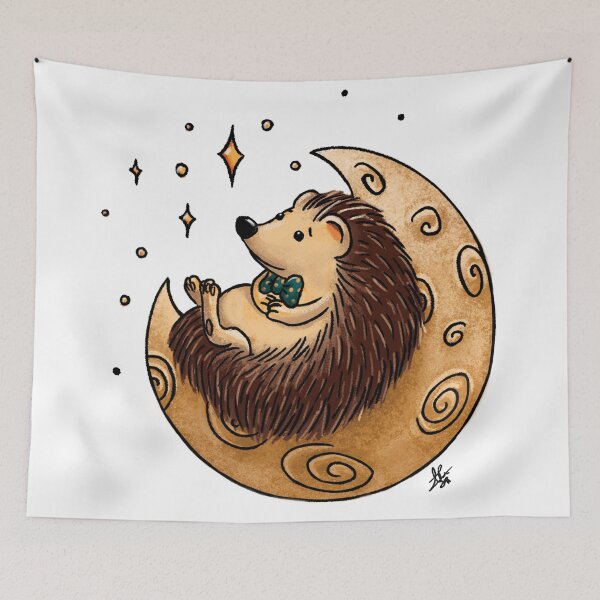 Item preview, Hedgehog over the moon designed and sold by helen-mushu.