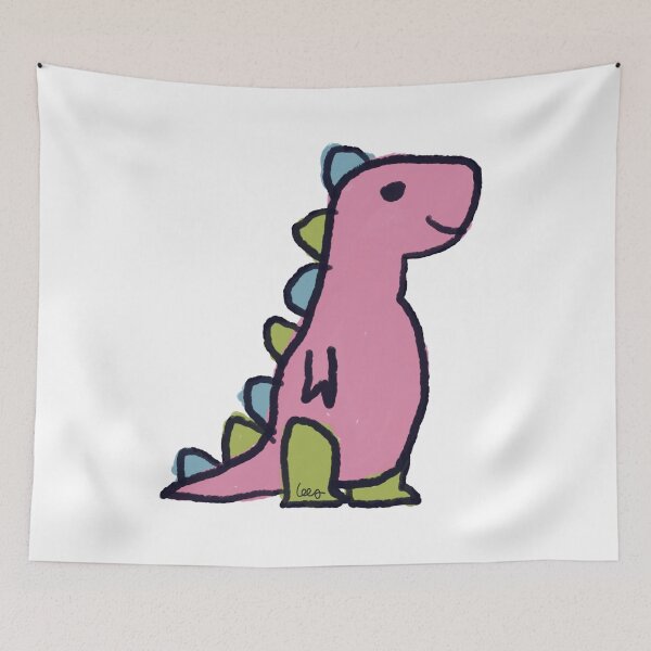 Item preview, Dino 1 (pink green blue, white background) designed and sold by MentaLee.
