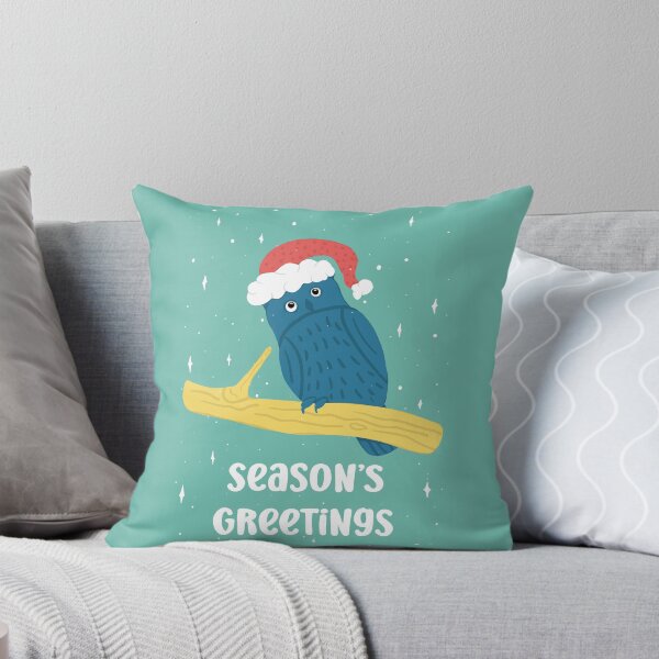 Season's greetings -  Owls Greetings collection - GBR Throw Pillow