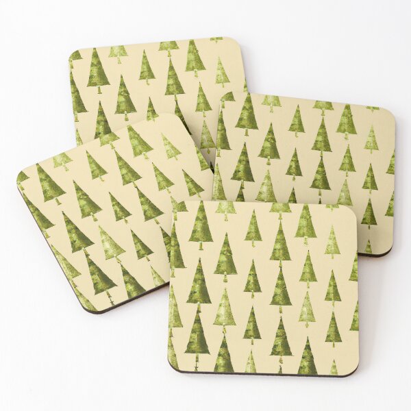 Item preview, Green and golden christmas trees pattern designed and sold by patterncrow.