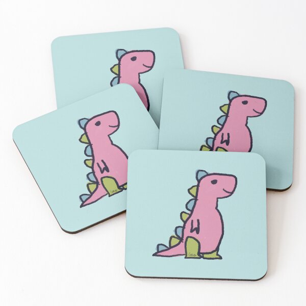 Item preview, Dino 1 (pink green blue, blue background) designed and sold by MentaLee.