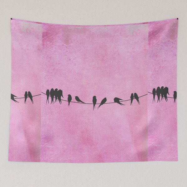 Item preview, Pink coral Birds On A Wire designed and sold by Glimmersmith.