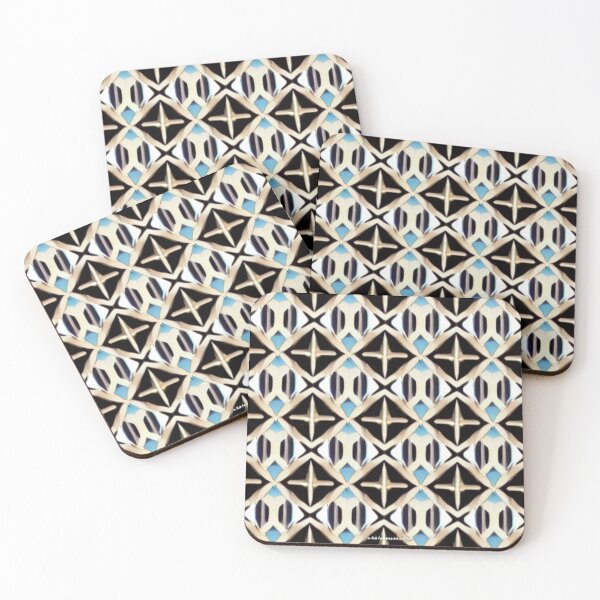 Item preview, Blue, white, cream and black geometric pattern designed and sold by ArteEterno.