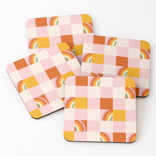 Item preview, 70s retro pattern with groovy trippy grid. Checkered background with rainbow. designed and sold by CoCoArt-Ua.