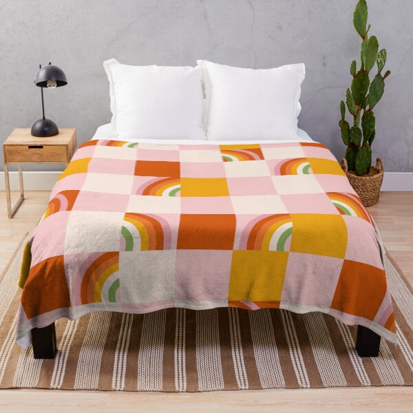 Item preview, 70s retro pattern with groovy trippy grid. Checkered background with rainbow. designed and sold by CoCoArt-Ua.