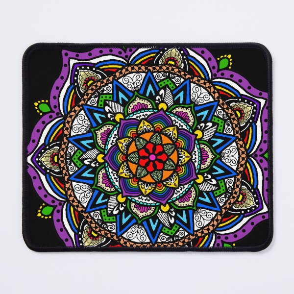 Item preview, Rainbow Mandala on black by Elise designed and sold by ElisianArts.