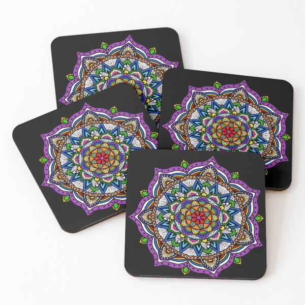 Item preview,  Rainbow Mandala on black by Elise designed and sold by ElisianArts.