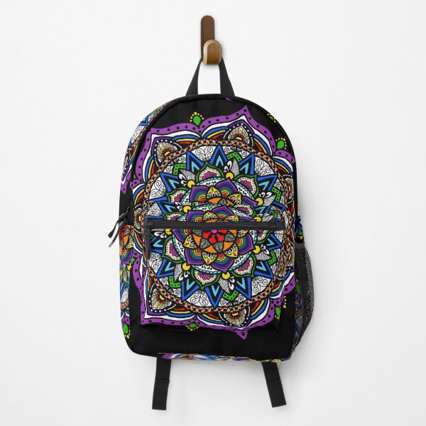 Item preview, Rainbow Mandala on black by Elise designed and sold by ElisianArts.
