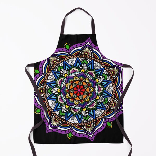 Item preview, Rainbow Mandala on black by Elise designed and sold by ElisianArts.