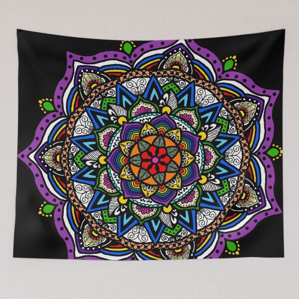 Item preview,  Rainbow Mandala on black by Elise designed and sold by ElisianArts.
