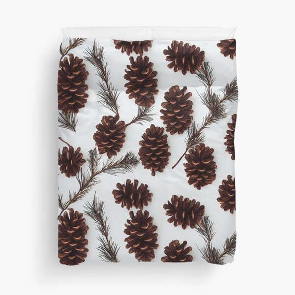 Fond festif de pommes de pin avec branche de sapin, modèle sans couture. Housse de couette