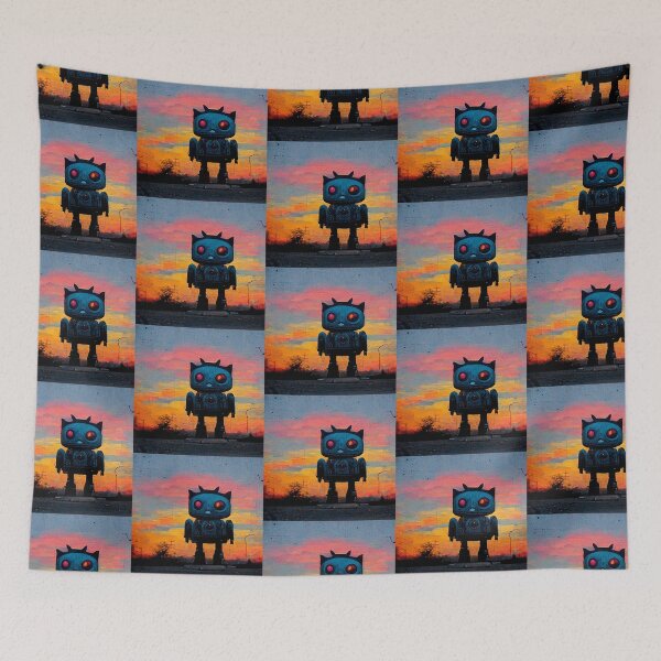 Item preview, Lone Robot Street Art Decoration Colorful Sun Gift designed and sold by LADistrictGarb.