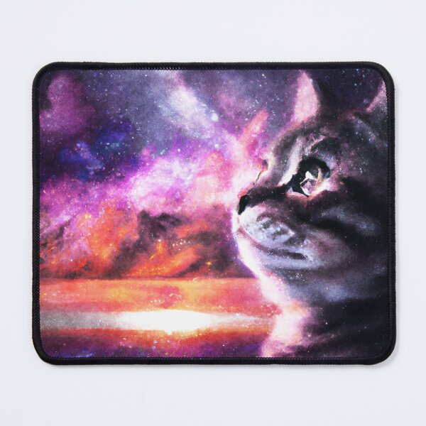 Item preview, Tabby cat looking at nebula sky designed and sold by tinytiger77.