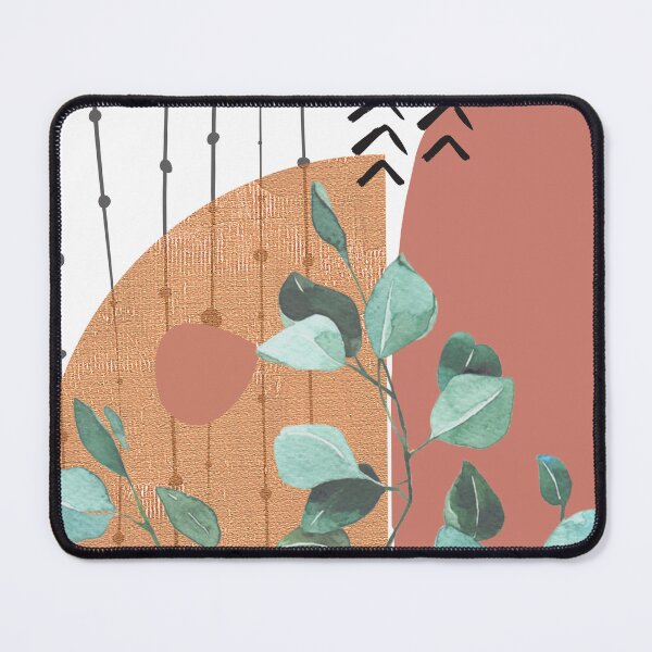 Item preview, Eucalyptus Branch Abstract geometry Watercolor Tropical Boho Minimalist Art with warm earthy tones and pastel colors with solid and soft gradient shapes XII designed and sold by AbstractTrace.