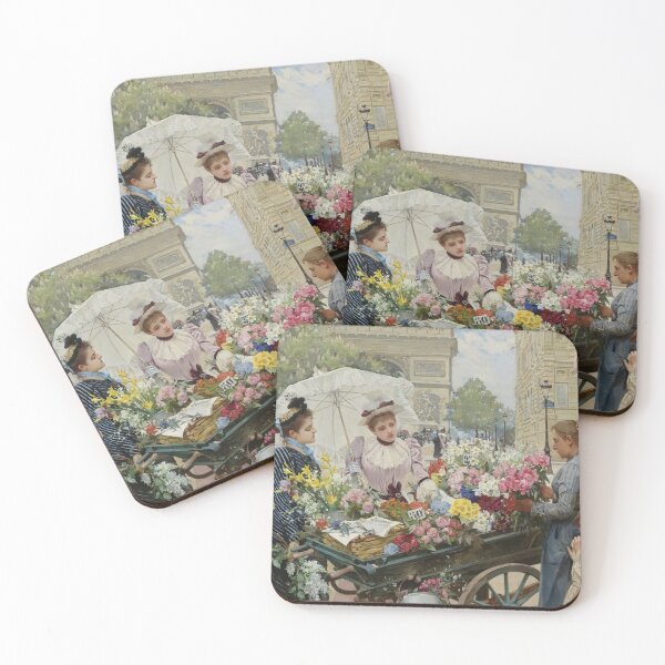 Item preview, The Flower Seller on the Champs Elysees | Louis Marie de Schryver | French Art designed and sold by CJET.