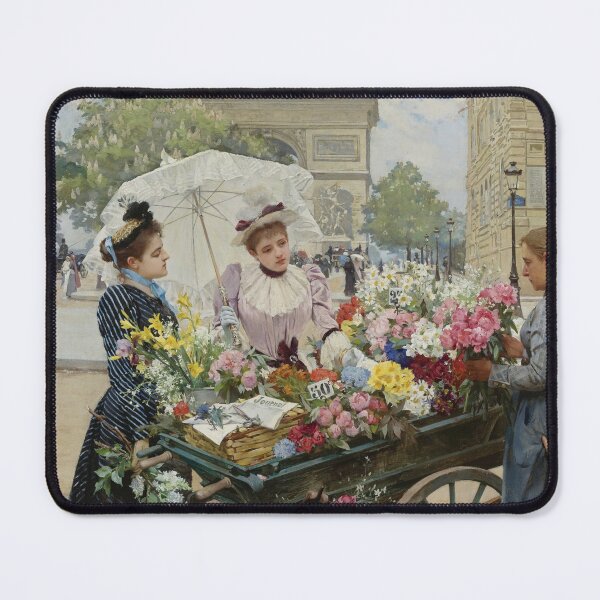 Item preview, The Flower Seller on the Champs Elysees | Louis Marie de Schryver | French Art designed and sold by CJET.
