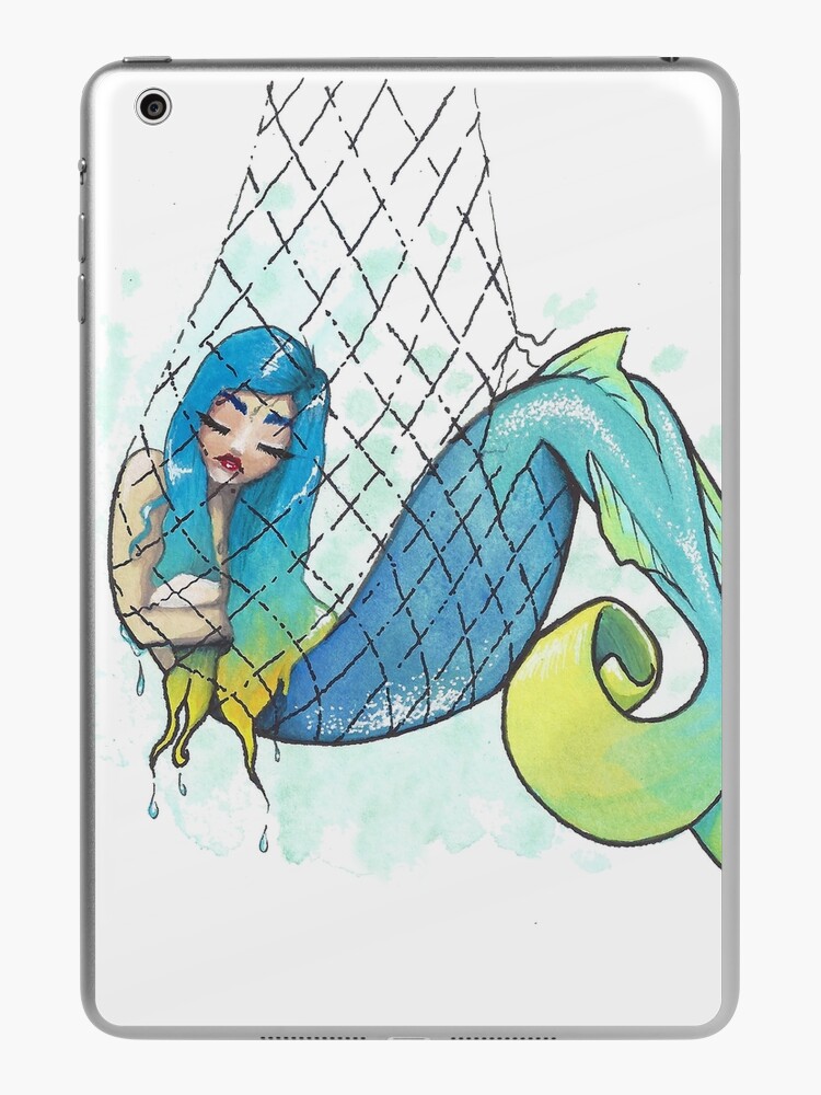 Blue and White mermaid Pen sketch iPad Case & Skin for Sale by Jae Rainbow