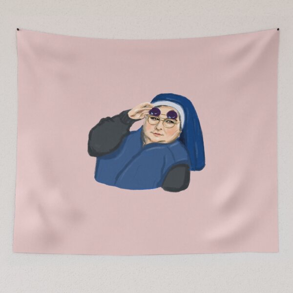 Item preview, Sister Michael side eye - Derry Girls | pink background no text designed and sold by alfrescotree.