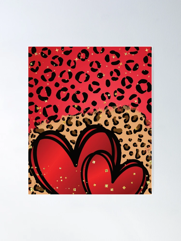 Red and Brown Leopard heart - Bling3t