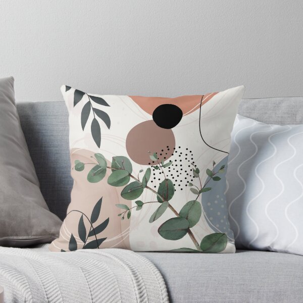 Item preview, Eucalyptus Branch Abstract Watercolor Tropical Boho Minimalist Art warm earthy tones pastel colors solid soft gradient shapes black I designed and sold by AbstractTrace.