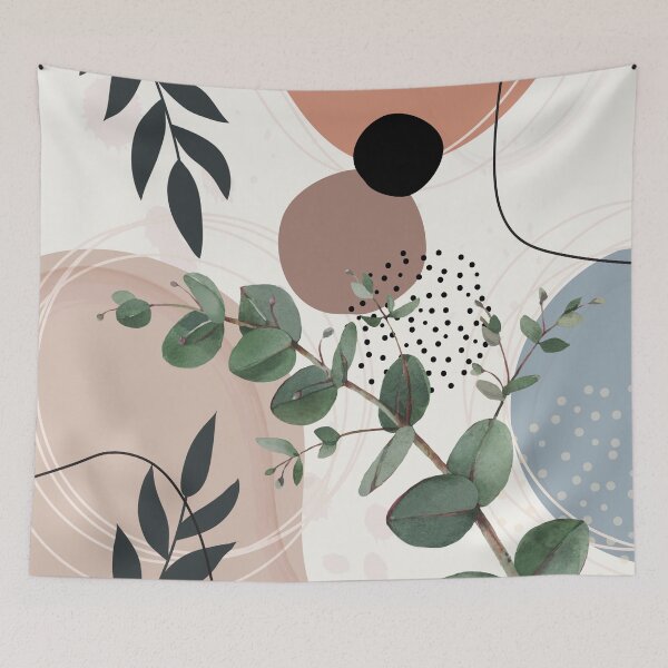 Artikelvorschau, Eukalyptus-Zweig Abstraktes Aquarell Tropisch Boho Minimalistische Kunst warme erdige Töne Pastellfarben solide weiche Verlaufsformen schwarz I entworfen und verkauft von AbstractTrace.