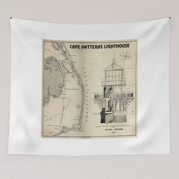 Item preview, Vintage Cape Hatteras Lighthouse Plan with Map designed and sold by Daniel Hagerman.