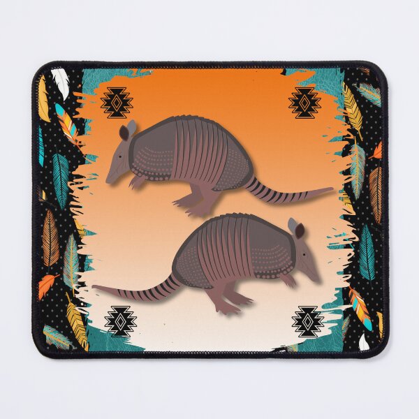 Item preview, Armadillos With Tribal Symbol Pattern In Turquoise And Oranges designed and sold by handsoftime2020.