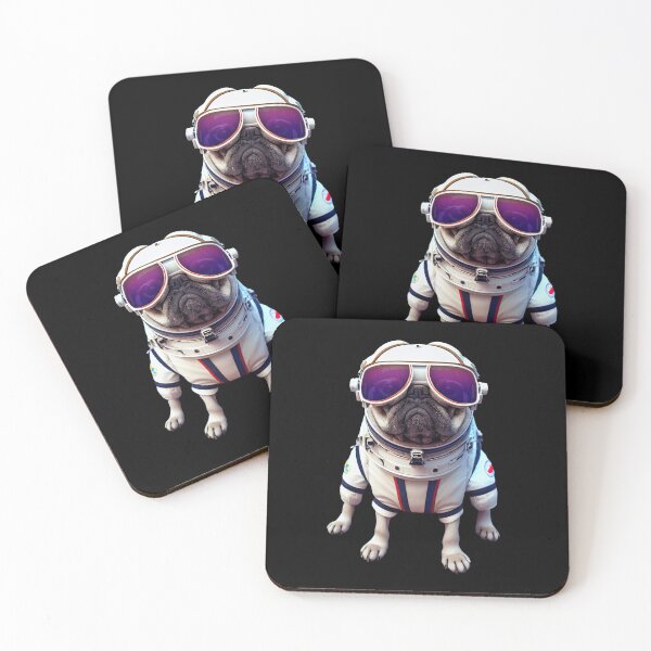Item preview, Retro Space Astronaut Pug Dog designed and sold by ChasmicArt.