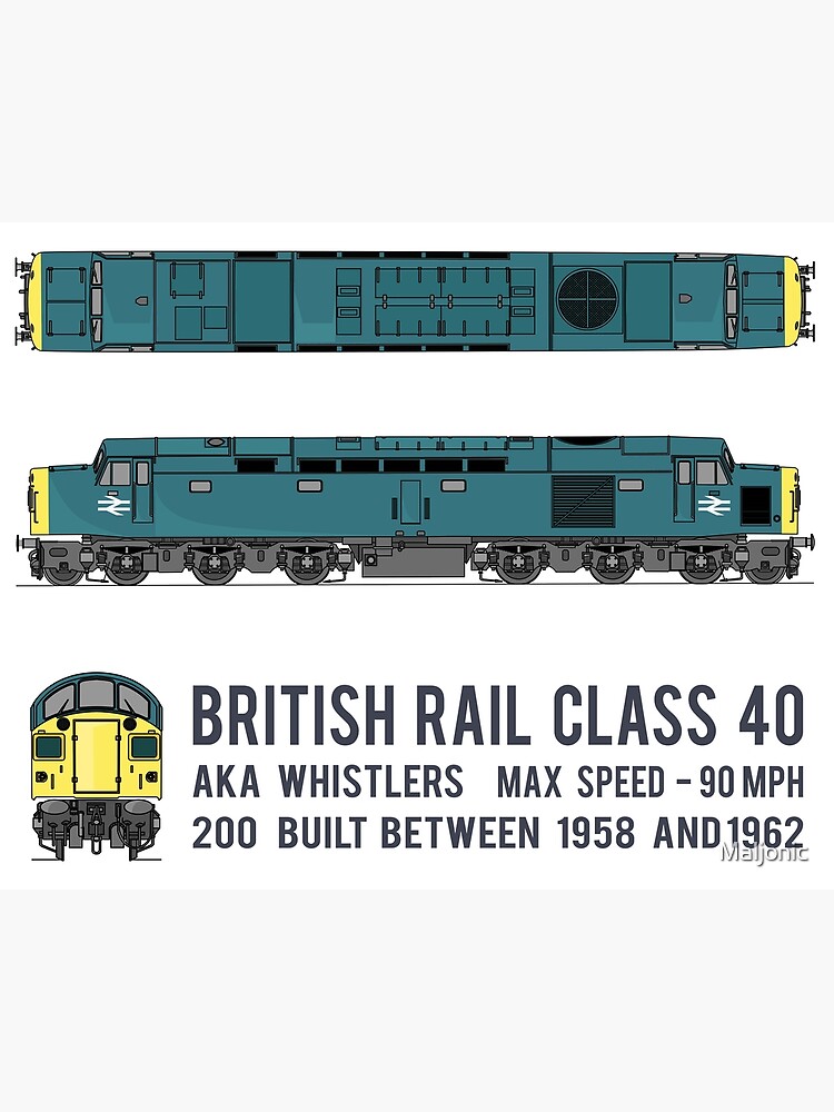 british rail class 40 whistler locomotive diagrams gift photographic