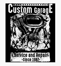 Custom Motorcycle Garage Photographic Print