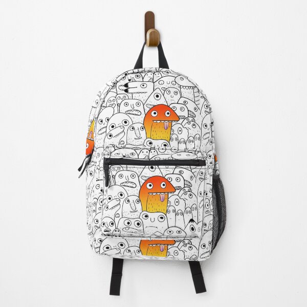 Item preview, Crowd of line drawn monsters. Orange monster in the middle. designed and sold by janesg.