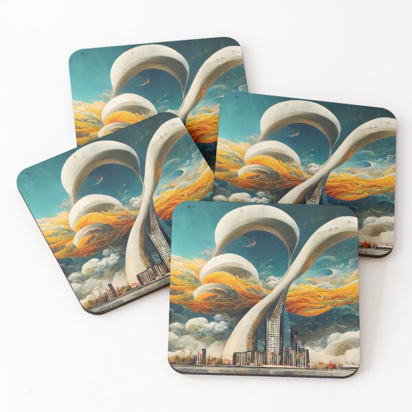Item preview, City skyline with the two surreal towers designed and sold by Michael Bollin.
