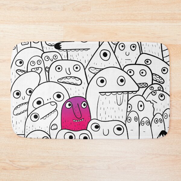 Item preview, Crowd of line drawn monsters. Pink monster in the middle. designed and sold by janesg.