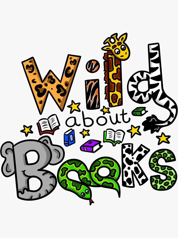  wild about books sticker for sale by katyvaughan redbubble