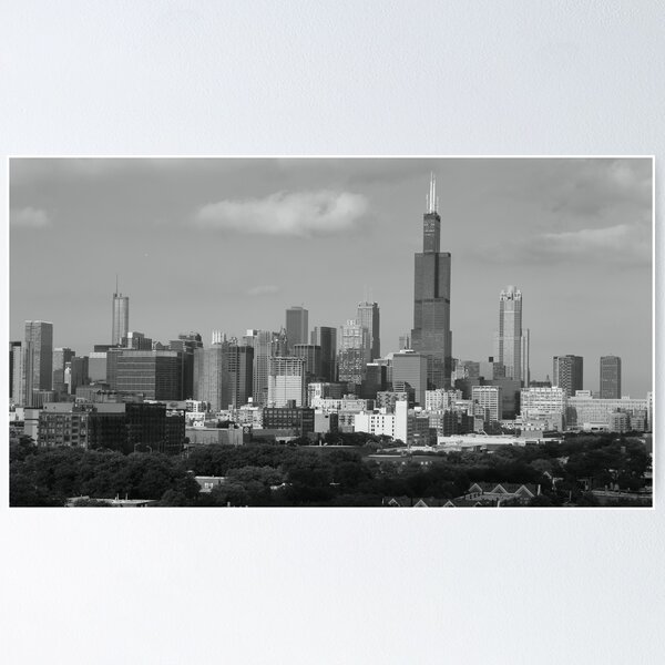 Chicago Skyline Black and White Poster