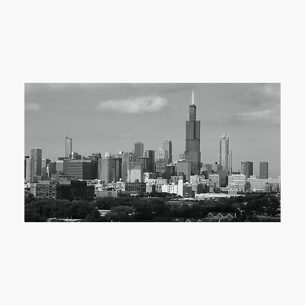 Chicago Skyline Black and White Photographic Print