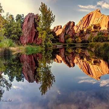 Artwork thumbnail, Red Rocks Reflection by Lena Owens at OLena Art.