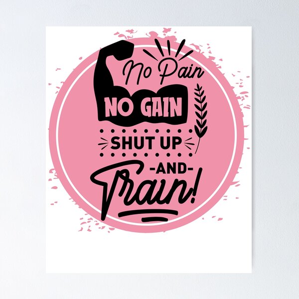 Item preview, No Pain, No Gain, Shut Up, and Train - Positive Quote - Pink Round Design  Motivation - Evolve - Empower - Gym designed and sold by Mechanical-Artt.
