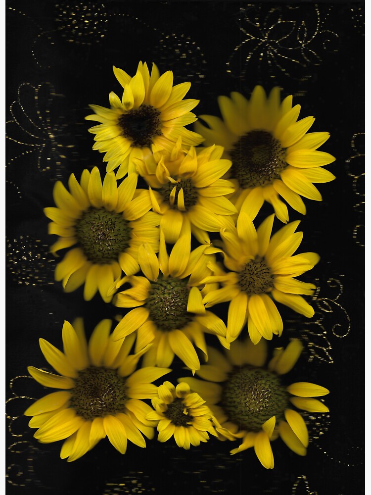 Thumbnail 3 of 3, Sticker, Sunflower Galaxy Dark Floral designed and sold by LindasPhotoArt.