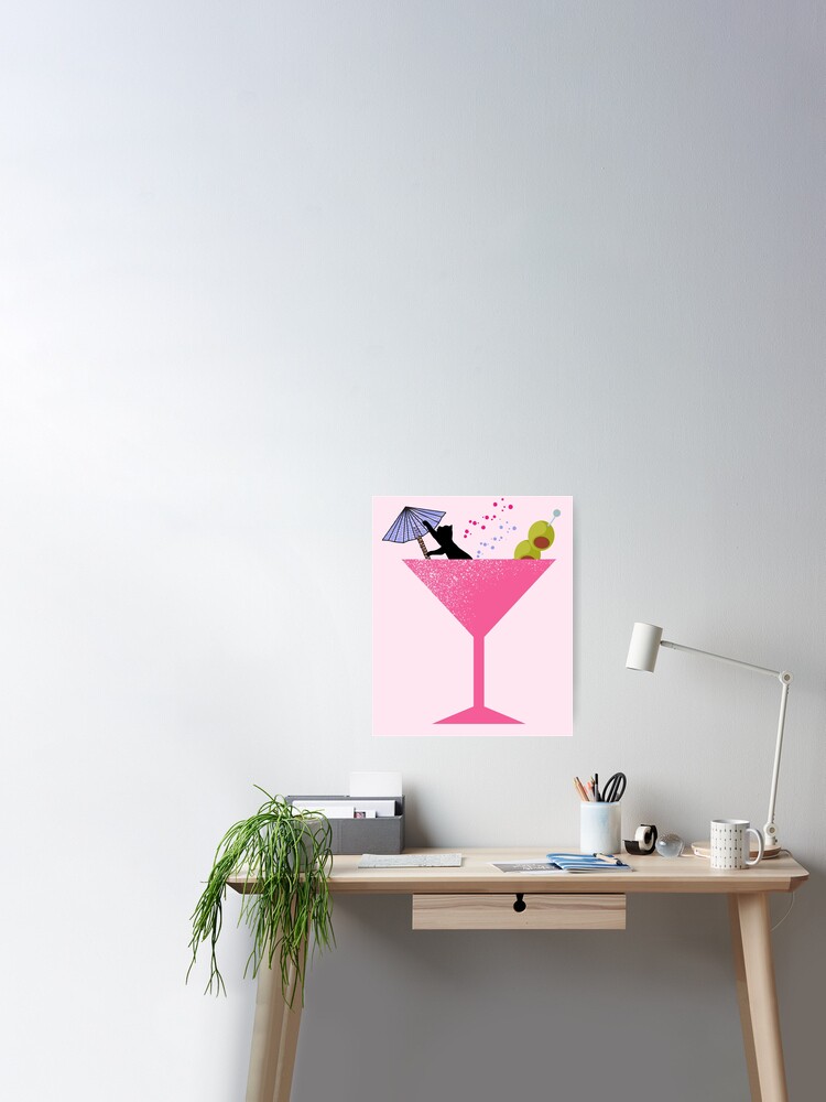 Cat in Giant Martini Glass Poster for Sale by KarMarArt