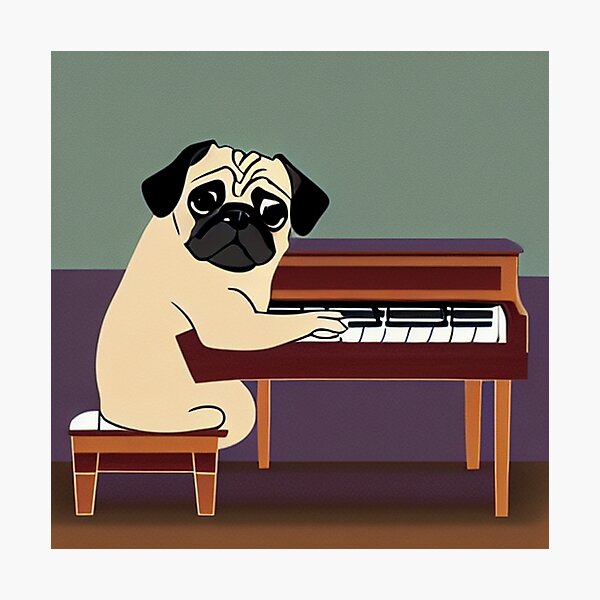 Item preview, Pug Playing the Piano designed and sold by pugmom4.