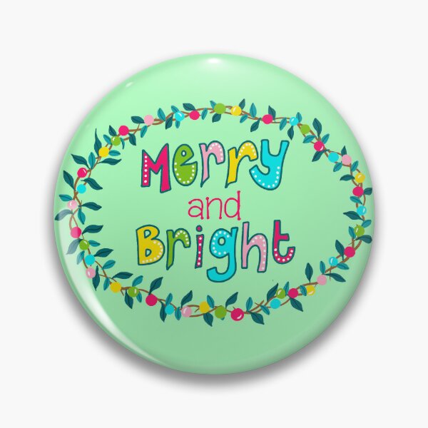 Item preview, Merry and Bright illustration with colourful lights and baubles  designed and sold by thatsgraphic.