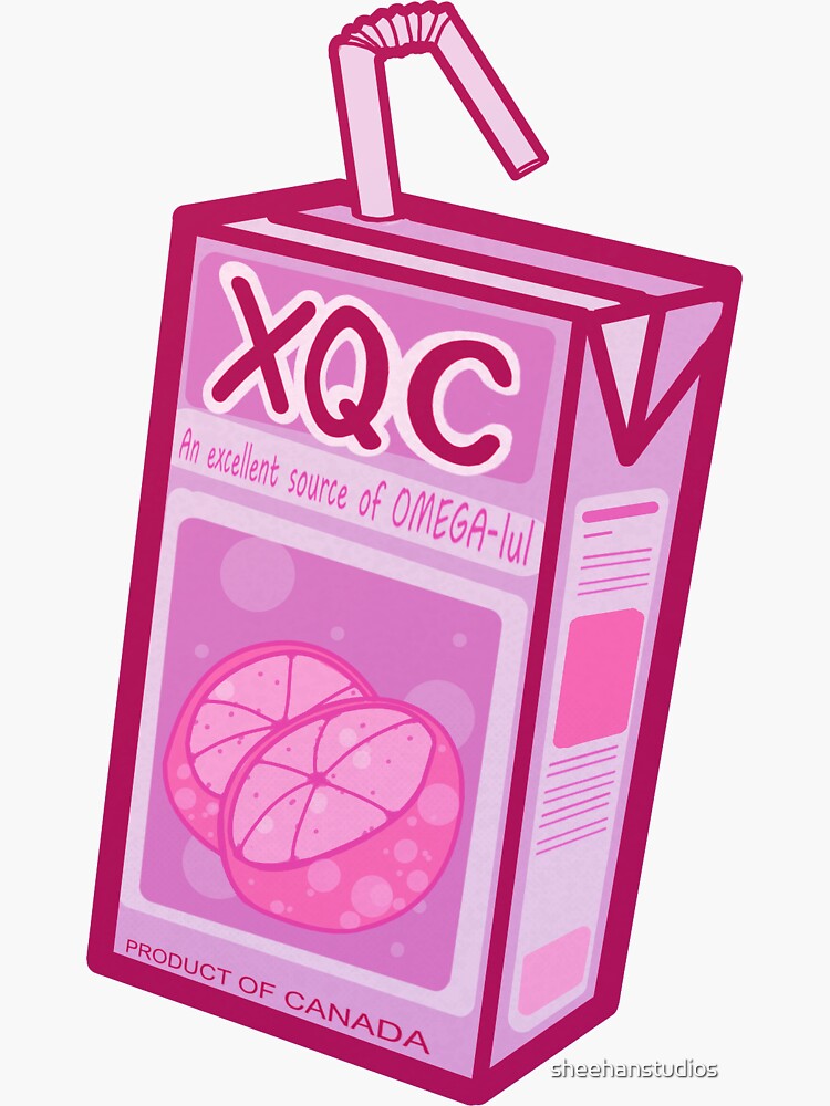 "Juiced Twitch Streamer XQC Felix Juice Box Art Work" Sticker for