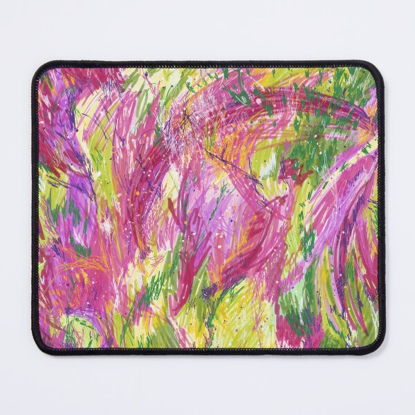 "Pink & Purple Field Frenzy Abstract Acrylic Drawing" Mouse Pad for