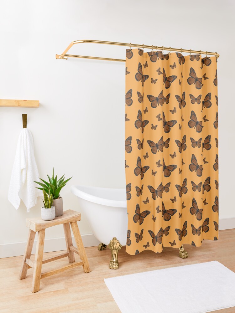 Alternate view of Doodled Monarch Shower Curtain